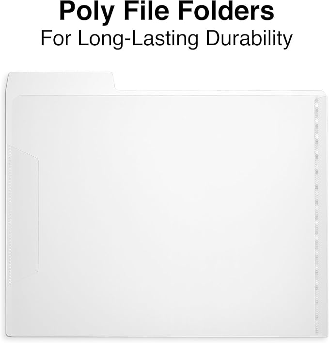 Staples Translucent Poly File Folders, Letter Size, Clear Durable Plastic, 6/Pack