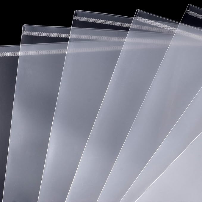 100 Pack Plastic Envelopes, 13x9 Inch Reusable Clear Polypropylene Envelope Folder with Snap Closure, A4 Size Envelope Waterproof File Folders for Home, Office Supplies