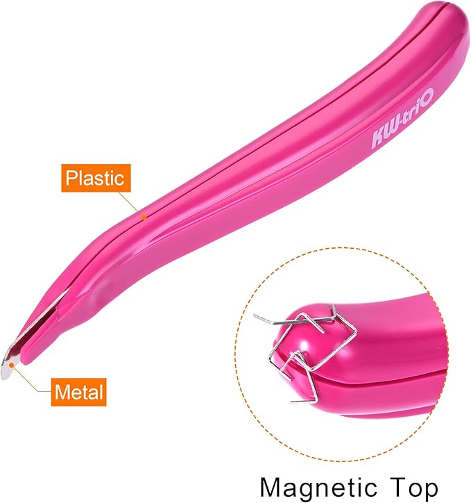 MECCANIXITY Staple Remover Tools, Magnetic Staplers Puller for Office Home Desktop Accessory, Rose Red