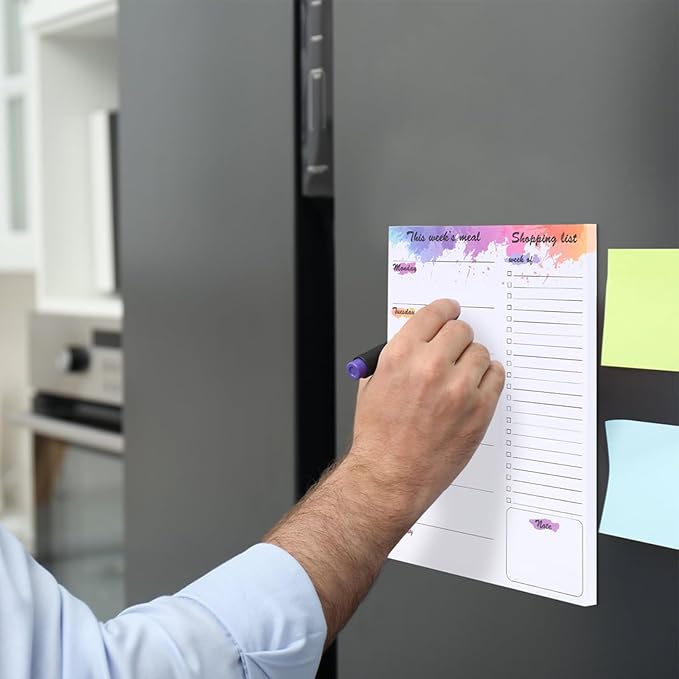 60 Sheets Weekly Meal Planner for Fridge, 7x10" Grocery List Magnet Pad for Fridge Undated Menu Planner with Tear off Shopping List for Meal Planning and Convenient Shopping, Colorful Ink