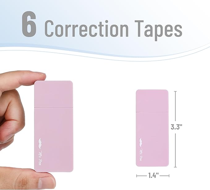 Mr. Pen- Aesthetic Correction Tape, 0.2" x 236", 6 pcs, Pastel Colors, Cute Correction Tape