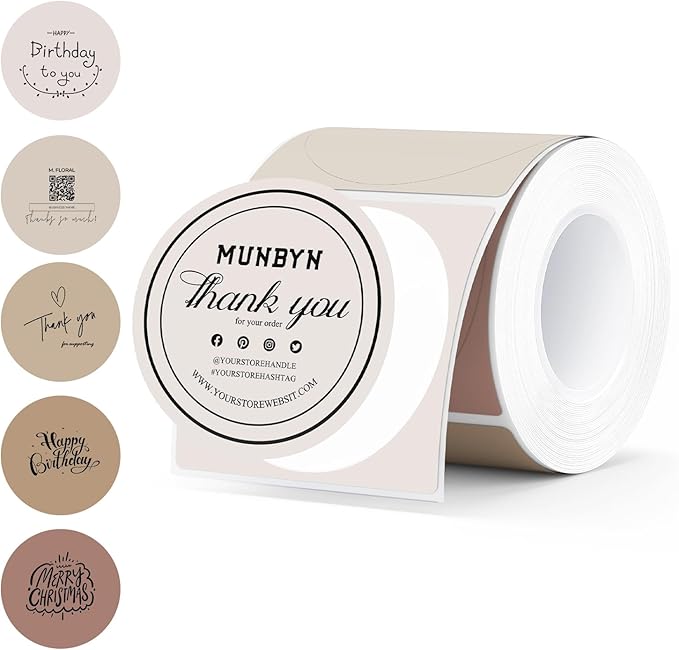 MUNBYN 2 Inch Thermal Labels Round, 2 Inch Thermal Label Stickers for Candle, Baking, 150 Sheets/1 Roll