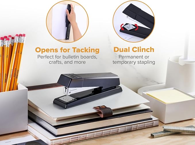 Bostitch Office Stapler,No-Jam Premium for Desktop,Includes 1,250 Staples,Full-Strip,25 Sheet Capacity,Black,(Pack of 12)