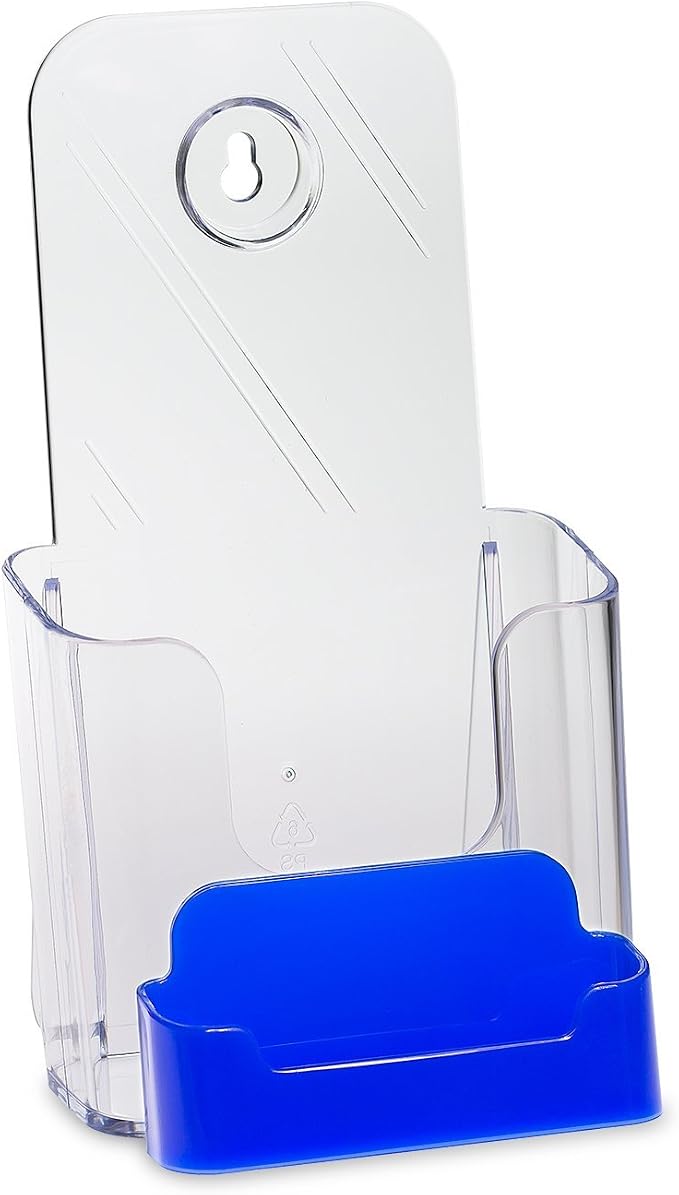 Source One 4 X 9 Inches Tri Fold Brochure Holder with Business Card Holder (50 Pack, Blue Pocket)