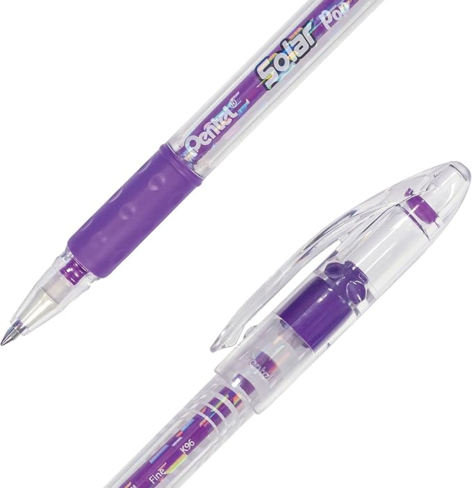 Pentel Solar Pop Neon Gel Pen, (0.6mm) Medium Line, Violet Ink - K96-V
