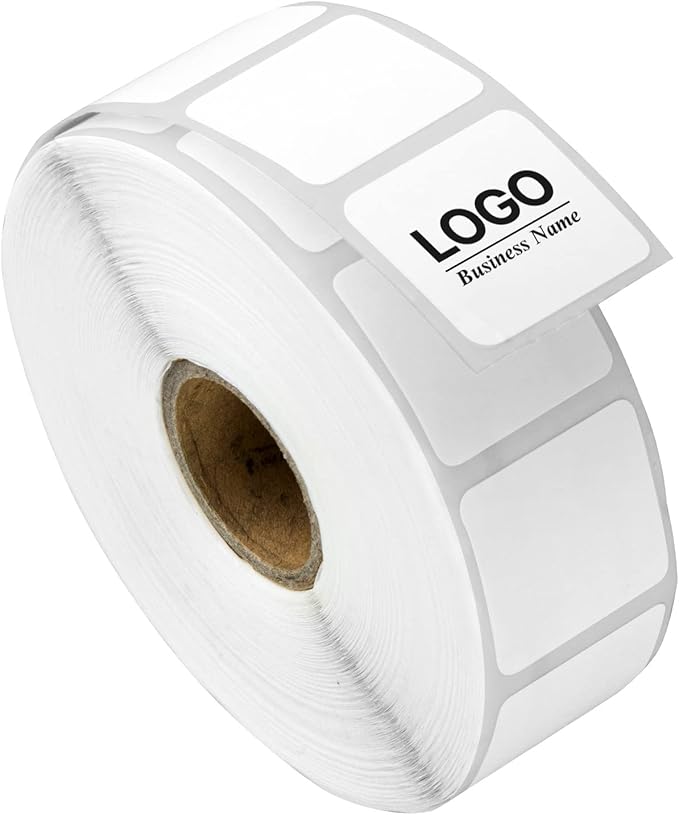 OfficeSmartLabels – 1" x 1" Removable Square Direct Thermal Labels - Compatible with Rollo & Zebra Desktop Printers and More – 1” Core; Perforated, Water & Oil Resistant (20 Rolls, 27600 Labels)