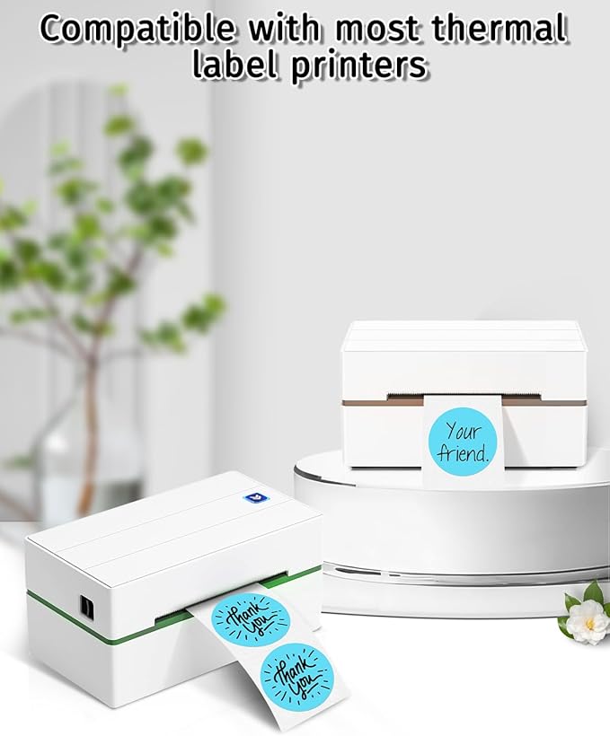 iEager 2 Inch Round Thermal Labels, Circle Thermal Printer Stickers, Durable Circular Label Printer Sticker for Business, Logo, Gift, 500 Labels/Roll, Blue
