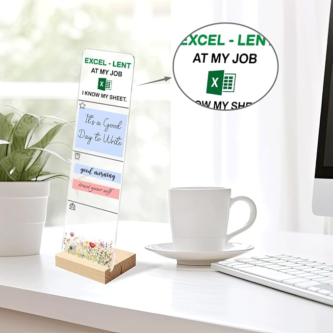 Sticky Note Holder Acrylic Monitor Memo Board Desk Organizers and Accessories Desk Decor Post It Note Holder with 200Pcs Sticky Notes Excel Funny Office Worker Desk Sign
