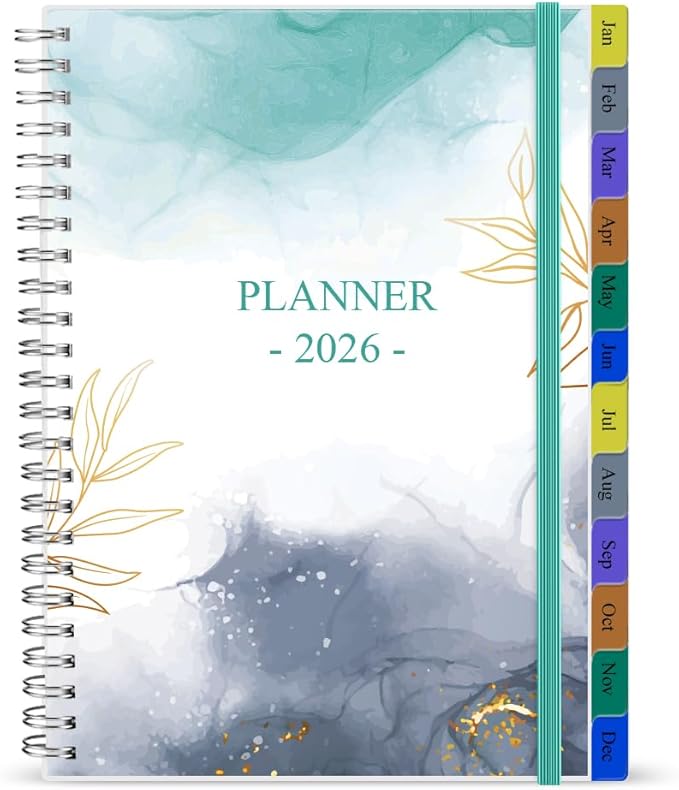 2026 Weekly & Monthly Planner - January 2026 to December 2026, 2026 Planner & Organizer Notebook to Track Goals, Medium 6.5" x 8.5", Teal