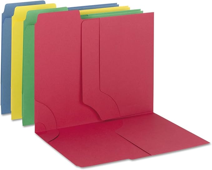 Smead 3-in-1 SuperTab Section Folder, 1/3-Cut Oversized Tab, Letter Size, Assorted Colors, 12 Count (11905)