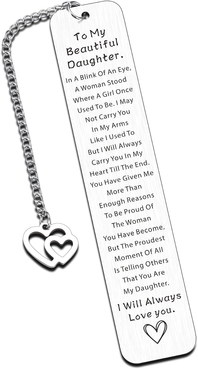 Inspirational Daughter Bookmark Graduation Gifts, to My Daughter 16th 18th 21st Birthday Gift for Daughters from Mom Dad, Book Accessory for Book Lovers, Girls Dorm Room Essentials Back to School