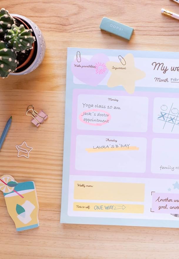 To Do List Notepad Pusheen Calendar A3 | Daily, Weekly Planner | ADHD Planner Pad | 54 Tear-Off Sheets 90 gsm | Pusheen Stationery | Improve Productivity | Task Planner