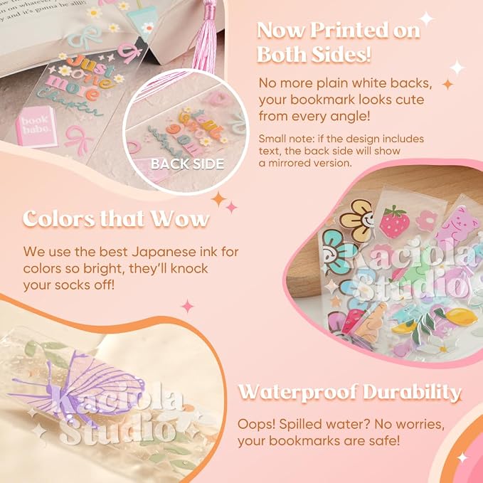 Kaciola 24 Acrylic Bookmark Blanks with 24 UV DTF Stickers About Smutty Theme and 4 Colors Tassels,Blank Bookmarks UV DTF Transfers Stickers for DIY Crafts Hanging Tag Gift Bookmarks DIY