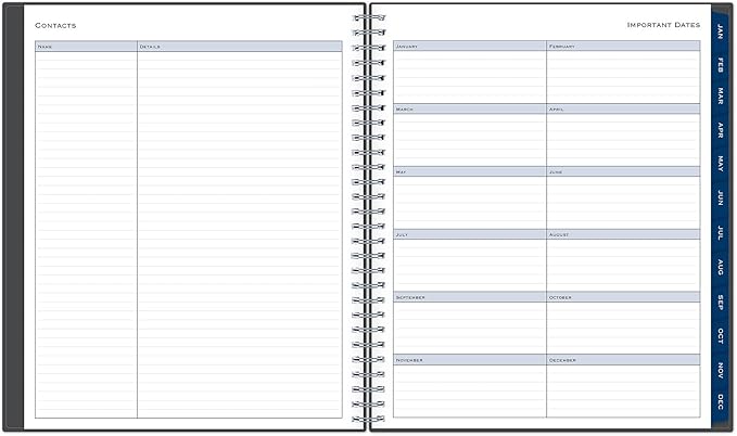 2026 Blue Sky Monthly Planner, 8" x 10", Passages/Charcoal Metallic, January to December, 100011