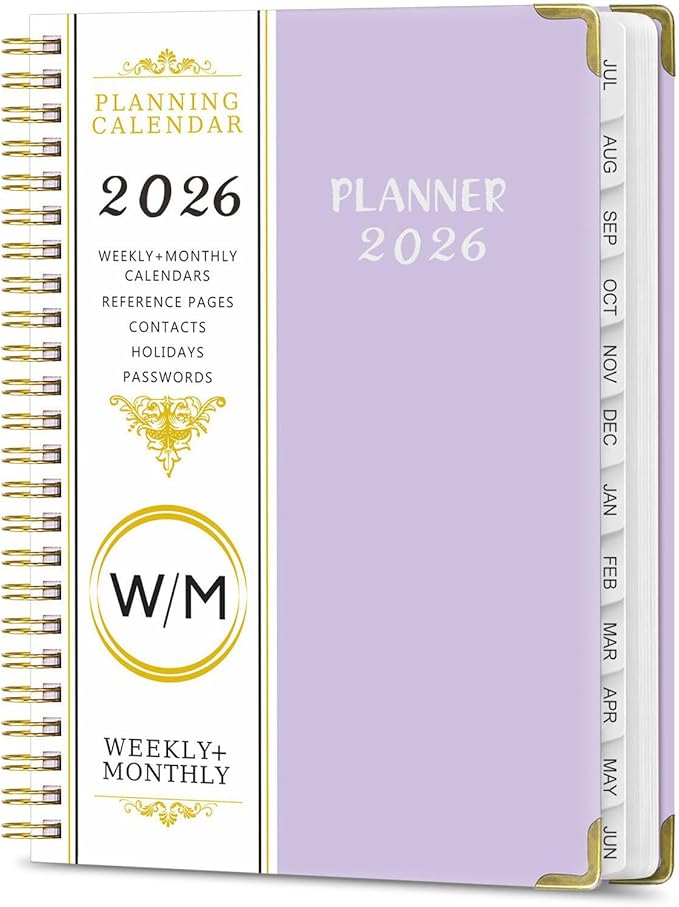 2026 Planner, Weekly and Monthly Academic Year 2026 Calendar(January 2026- December 2026), Agenda Book for School Stuedent, Teacher, Home, Office (Purple(JAN2026-DEC2026))