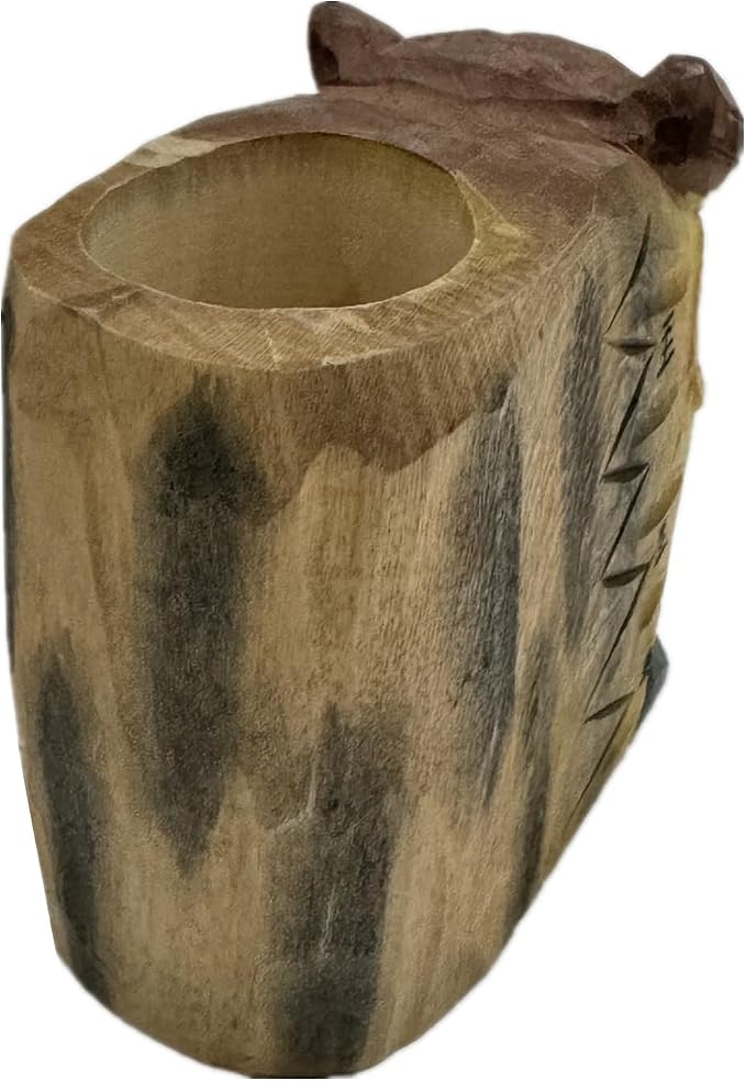 TANG SONG Creative Wood Carving Owl Handicrafts Pen and Pencil Holder Office Desk Supplies Organizer Pencil Cup