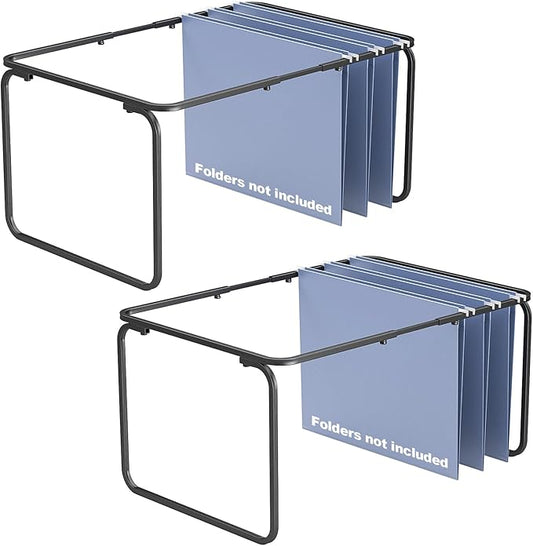 2 Set Hanging File Folder Frame,Legal/Letter Size,Adjustable Length 16-25 inches,12.598W 9.45" H, Hanging Folders Holder for Desktop Organizer and Metal Rail in Filing Cabinet Drawer