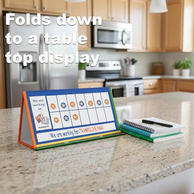 SchKIDules REDESIGNED Magnetic Visual Schedule Home Bundle Kit for Daily Routines, Chores, Behavioral Supports, Kids Calendar, and ADHD Help includes 129 Magnets, 18" Folding Reversable Board and more