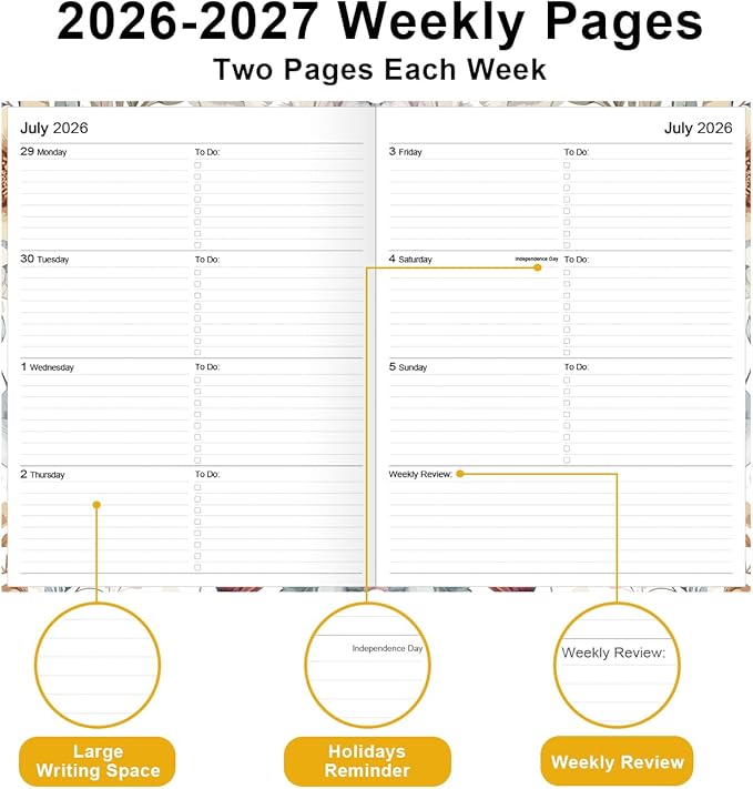 Planner 2026-2027 - 8.5'' × 11'' Weekly & Monthly Planner from July 2026 to June 2027, Large Planners 2026-2027 with Perfect Organizer, Hardcover, Inner Pocket, Colorful Large Flower