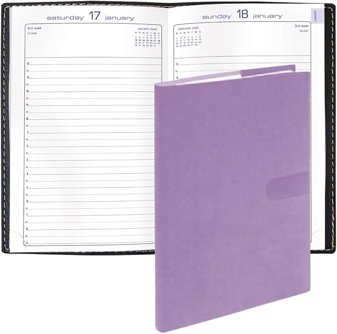 Exacompta 2026 Journal 21 - Daily/Monthly Planner - 12 Months, Jan. to Dec. - 5 1/4 x 8 1/4" - Smooth Faux Suede Texas Violet Cover - Time Management Organizer and Appointment Journal