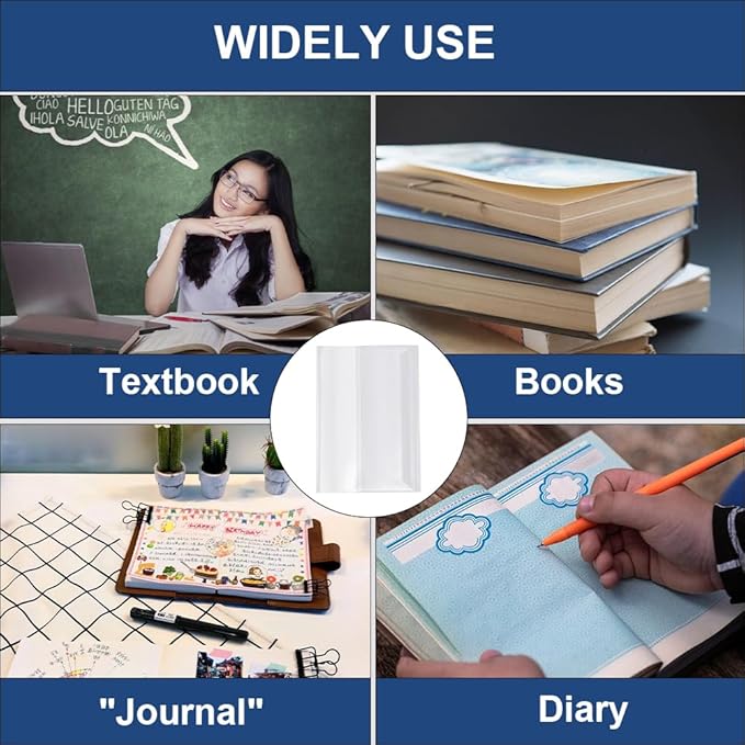 GORGECRAFT 10Pcs Adjustable Plastic Book Covers Clear 8.5 x 6.2 Inch Waterproof Transparent Book Sleeve with Self-Adhesive Strip Document Paper Protector for Notebook Textbook Paperbacks School Office