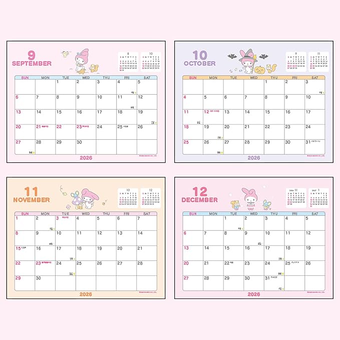 Sanrio 622044 Ring Calendar, 2026 My Melody, Paper, Tabletop