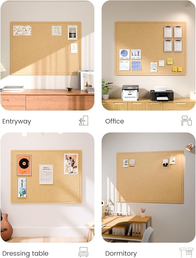 Fluxynara Bulletin Board,47.2" × 35.4" Cork Board Alternative with 24 Safe Removable Adhesive Tabs, Foldable Felt Pin Board for Home Office, Classroom, Bedroom,Entryway for Walls—Mustard Yellow