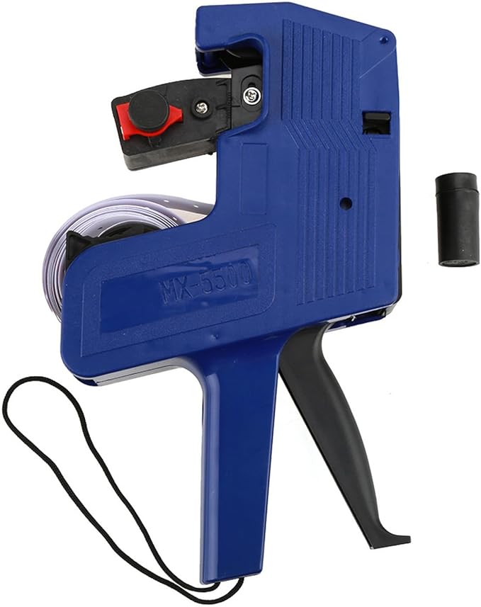 Price Tag Gun, 8 Digits Price Tag Gun Retail Pricing Labeller Kit Labeler with Label Rolls and Spare Ink (Blue)