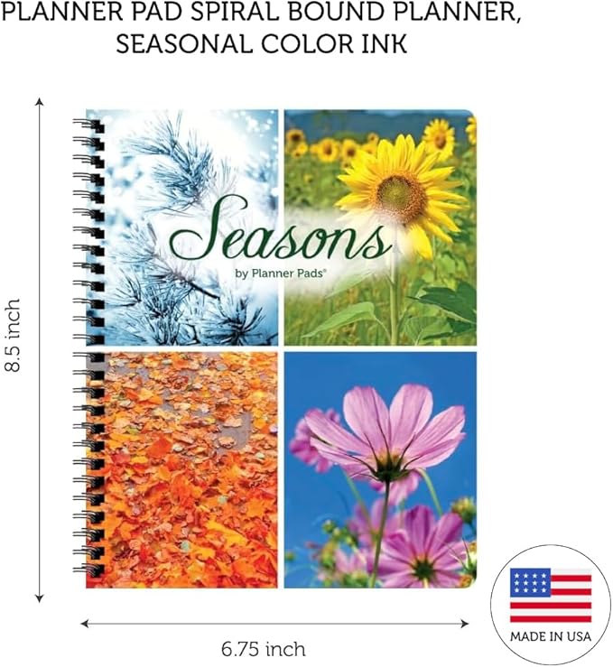 Planner Pad Spiral Bound 3-Tier Funnel Down 12 Month Medium Size Organizer, July 2026 – June 2027 / Academic Year, Seasonal Color Ink, 6 3/4" x 8 1/2"