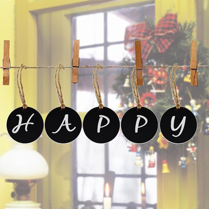 ULTNICE 10Pcs Small Blackboard Pendant with Hemp Rope Double-Sided Mini Chalkboard Signs for Home Decor Wedding Tags and DIY Crafts