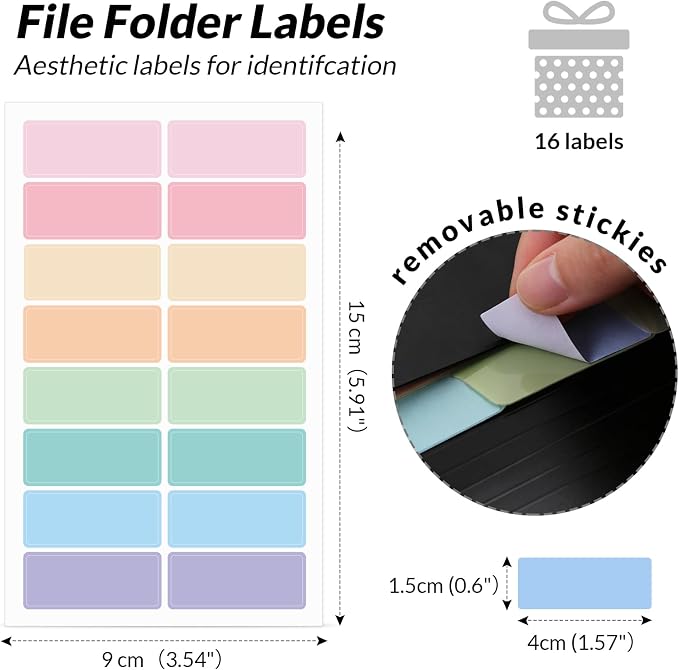 SKYDUE Cute Accordion File Organizer, Expanding File Folder with 8 Pockets, Document Organizer with Colorful Tabs for School, Office, Hospital Tax, Receipts Storage Letter/A4 Size Black