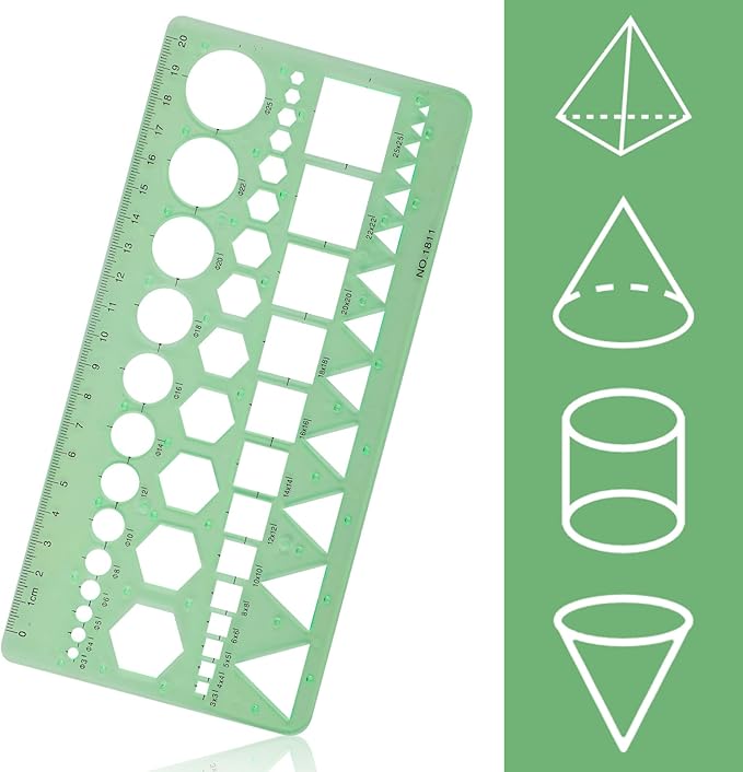 4pcs Circle Template for Drawing, Transparent Plastic Drafting Tool Various Geometric Round Circle and Oval Stencil Formwork Ruler Measuring Tool for Office School Building Drawings (Green)