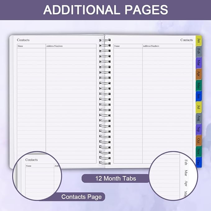 2026 Planner - Weekly & Monthly Planner Runs Jan 2026 to Dec 2026, 6.25" x 8.25", 12 Monthly Tabs, 14 Notes Pages, Inner Pocket, Flexible Cover with Twin-Wire Binding, Planners 2026 (Purple, 6.25" x 8.25")