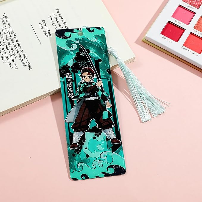 Anime Demon Kamado Acrylic Bookmark - Anime Tanjiron Zenitsu Giyuu Kyoujurou Figure Page Mark Reading Tool, Holiday Gifts for Reading Fans Book Lovers Bookworm (Style F)