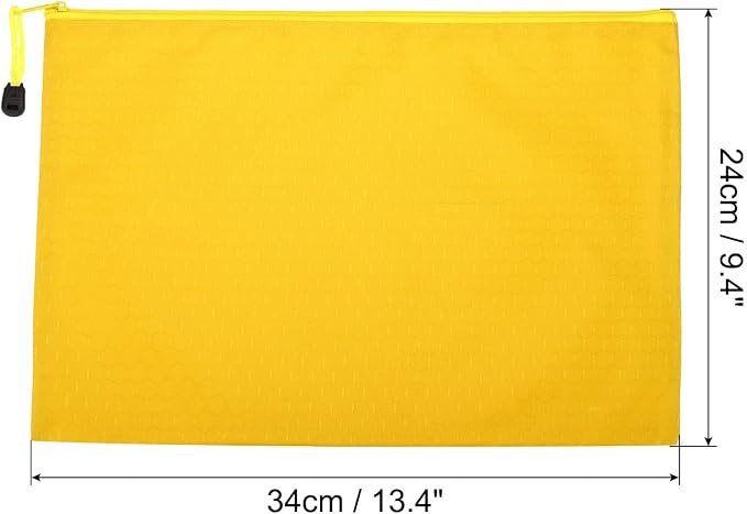 PATIKIL Waterproof Zipper File Bags, 3 Pack A4 Document Holders Pencil Pouch for Office, Yellow