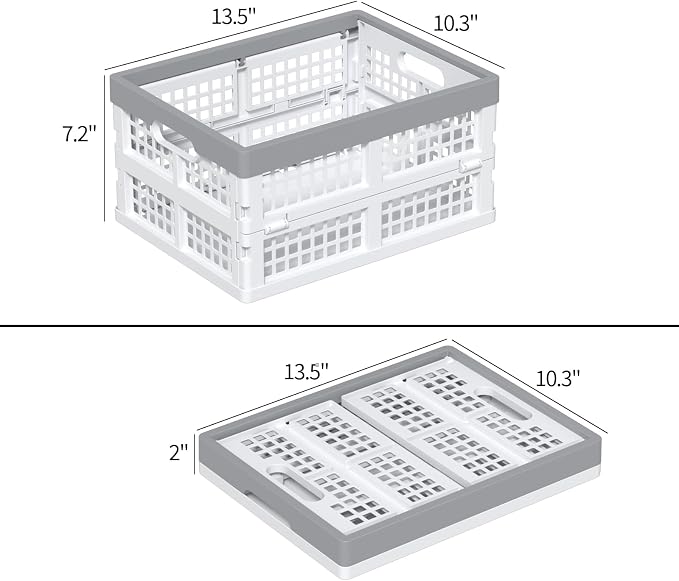 15L Plastic Collapsible Crates, Folding Storage Basket Bin, Pack of 4