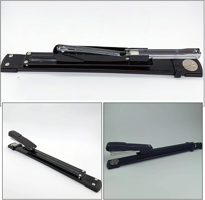 OSALADI Large Capacity Long Arm Stapler for Office Desk, Portable Manual Spring Stapler with Thick Paper Punching Function, Heavy-Duty Binding Tool for Home and Office Use