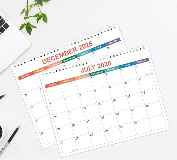 Calendar 2026-2027, Wall Calendar 2026-2027 from April 2026 - June 2027, 15 Months Calendar with Premium Paper, Twin-Wire Binding & Hanging Hook, 8.5" x 11", Colorful