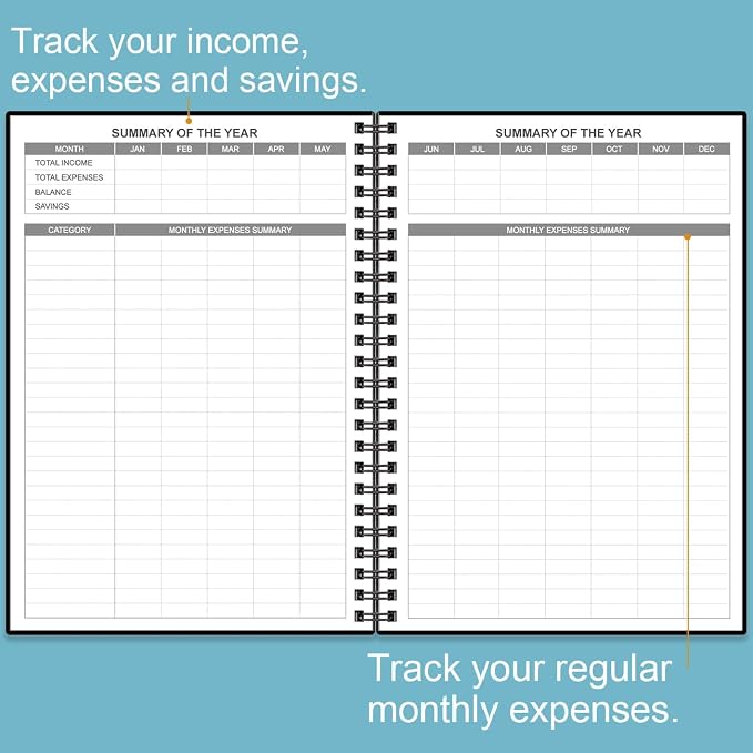 Monthly Bill Organizer - Monthly Bill Payment for Personal Budgeting Financial, Payments Checklist Organizer, 5.8" x 8.5", Black