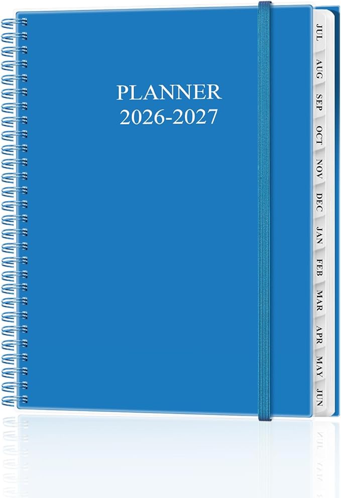 Academic Planner 2026-2027 - Weekly & Monthly Planner from July 2026 to June 2027, Agenda 2026 2027 with Inner Pocket, Elastic Band, 8.5" x 11", Blue