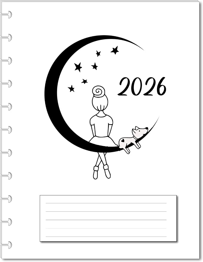 2026 Monthly Planner Calendar Refills for 7,8,9,11 Disc Mini, Classic, Skinny, Junior, Big size Discbound, Happy Planners, Loose-Leaf Inserts, 12 Month (11 Disc Letter, Puppy)