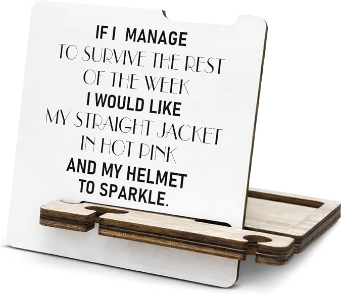 Funny Office Gifts for Boss Coworker HR - Multi-functional Desk Organizer - Funny Office Decor Wood Sign for Office Desk Shelf
