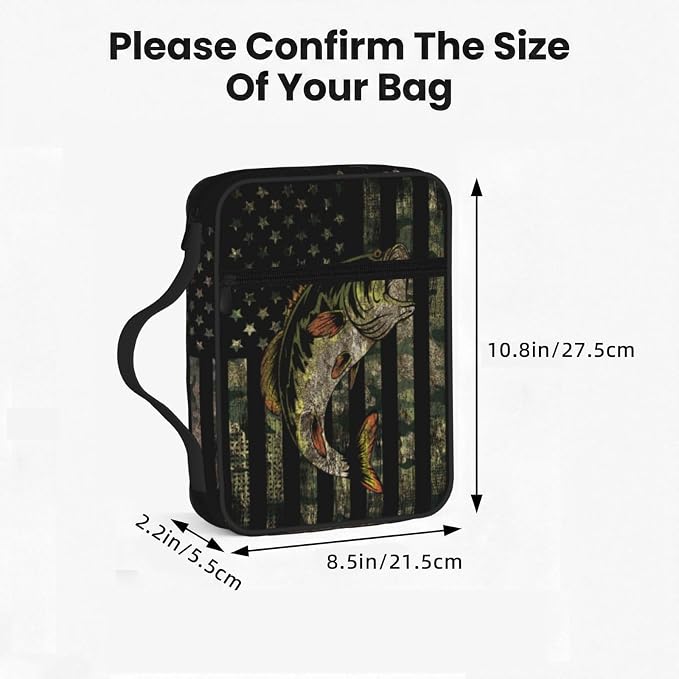 Camouflage Hunting Tactical Camo American Flag Bible Cover Case Carrying Book Protector Case Bible Study Supplies Accessories Holder Case Christian Gift for Women Men