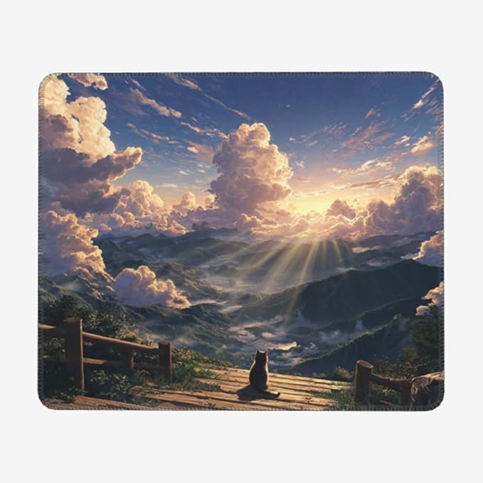 Voltique Mouse Pad Small Desk Mat, Cute Cat Computer Mousepad with Stitched Edges Non-Slip, Keyboard Mouse Pad for Desktop Office Desk Accessories
