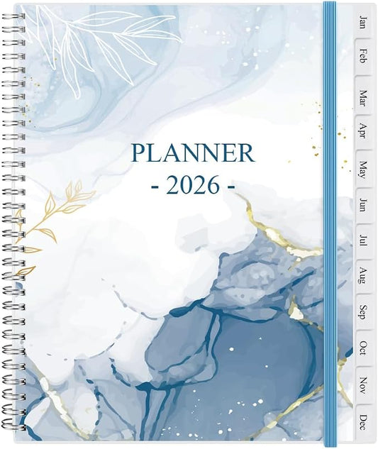 2026 Planner - Planner 2026 from January 2026 - December 2026, Monthly and Weekly Calender with 12 Tabs, 8.5" x 11", Blue Watercolor
