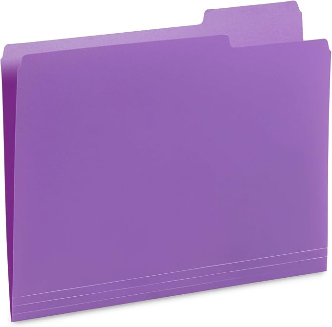 Blue Summit Supplies Plastic File Folders, 1/3 Cut Tab, Heavy Duty Multi Colored Poly Folders, Letter Size, 30 Pack