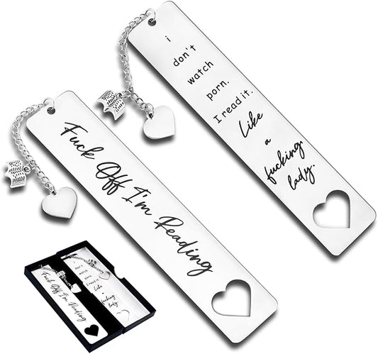 2Pcs Funny Bookmark gift for Women Men Metal Smutty Bookmarks Cute Book Marks Gift for Book Lover Smut Spicy Bookmark Graduation Birthday Gifts Unique Reading Accessories Friend Coworker Teacher Gifts