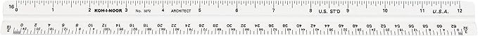 Koh-I-Noor Architect Triangular Scale, Student-Grade, 12 Inches, 1 Each (3272BC)