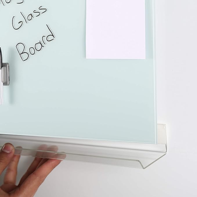 M&T Displays Wall Mounting Tempered Glass Dry Erase Write On Board Set Clear with Whiteboard Marker 4 Magnetic Pins for Office School Home Kids (15.73x23.63 inch)