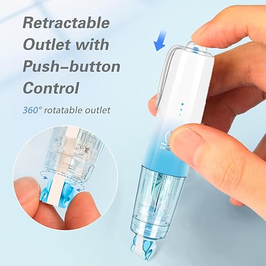 Refillable Retractable Quick Dry White Correction Tape,Mini Small Japan Aesthetic Cute Correction Tape, with Easy to Use Kawaii Pen Shaped Applicator,for Home Office Supplies.